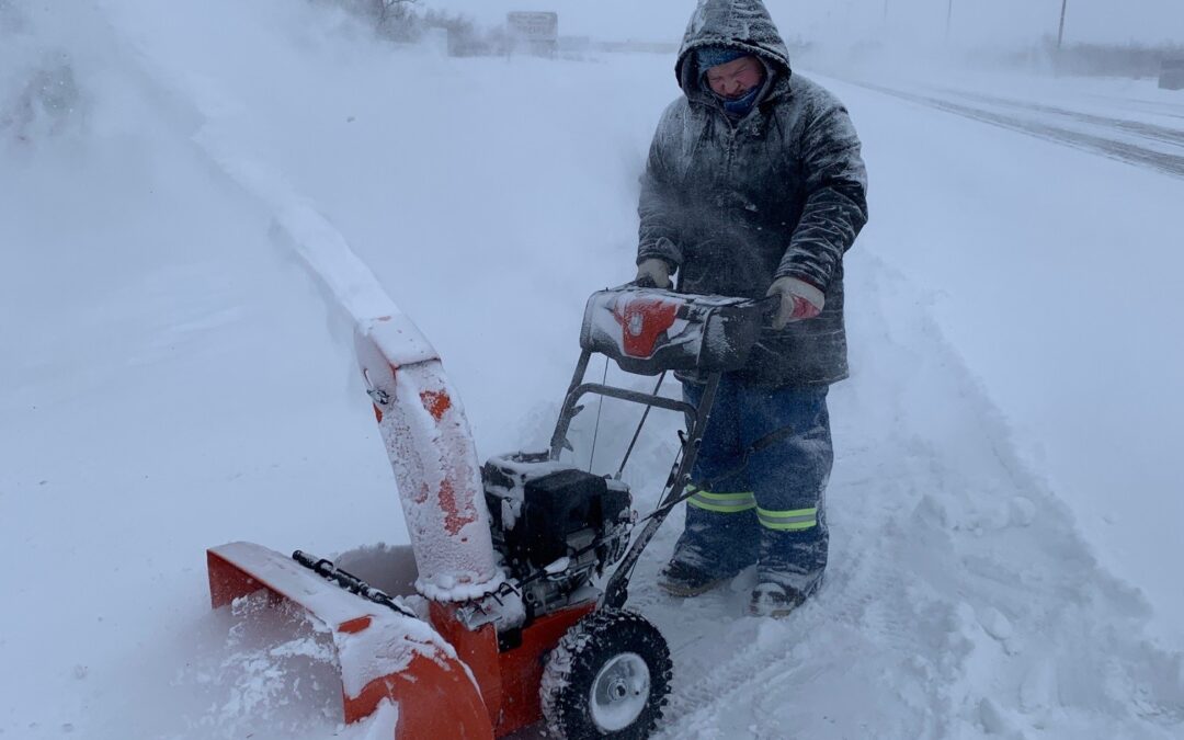 It’s -32 C, and we spent 3.5 hours snowblowing today. Could an electric snowblower charged by wind power have done it?