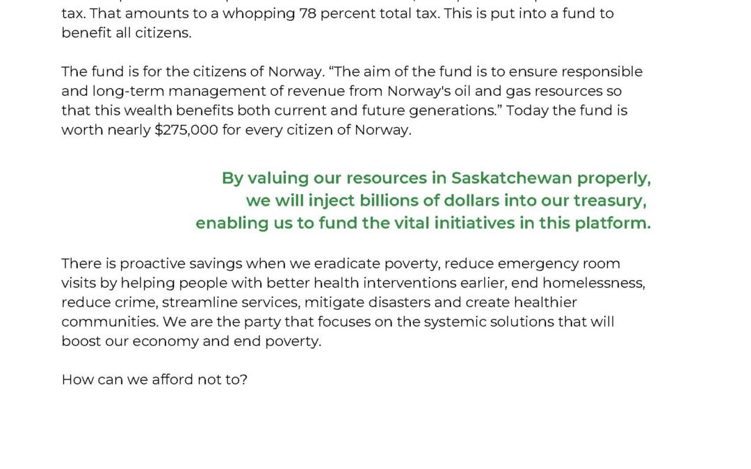 Election 2024: Saskatchewan Green Party wants to transition away from fossil fuels, but have fossil fuels pay for their green agenda